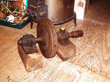Grinder, Sharpener 1800's 14 in Stone, 25In Oil Shaft Lunkenheimer CO belt drive picture