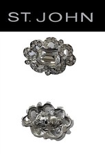 St John Knits 1.5 Inch x 1.0 inch Silver Tone Filigree Ice Crystal Shank Button picture