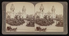Photo:Lima Peru 1907 Cathedral Palm Shaded Plaza Stereoview picture