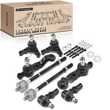A-Premium Set of 8, Front Upper & Lower Ball Joint, Inner & Outer Tie Black picture