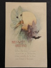 POSTCARD RARE ONE OF SET OF FOUR--LOVELY FAIRY TRYING TO CATCH UP WITH THE BATS picture