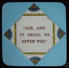 Glass Magic Lantern Slide ASK AND IT SHALL BE GIVE TO YOU C1910 picture