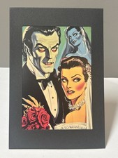 Halloween Vampire Bride Groom Print Vintage Style Gothic Black Cardboard Frame picture