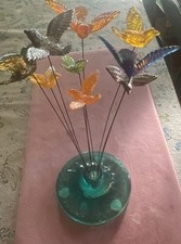 Vintage MCM 60’s Lucite Iridescent 9 Flying Birds Kinetic Art Sculpture picture
