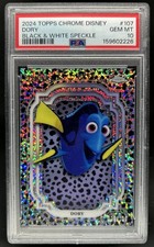 2024 Topps Chrome Disney Dory Refractor Black and White Speckle #/101 PSA 10 picture
