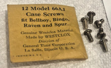 Westclox 6 Model 66AJ Cae Screws fit Bellboy,Bingo,Raven & Spur Lot #48 NOS picture