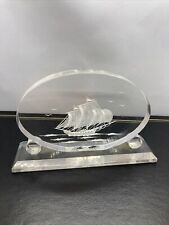 Vintage Etched Acrylic Lucite Sailboat 4-1/4”x6-3/4” picture