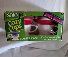 Vintage NEW SOLO Cozy Cups Starter Pack: 10 7 oz Plastic Cups with 2 Holders picture