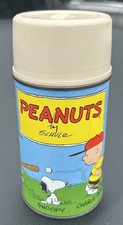 1959 Charles Schultz Peanuts Baseball Thermos Lucy Snoopy Charlie Brown picture