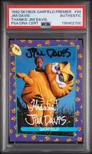 Jim Davis SIGNED 1992 Skybox Garfield Premier Card Auto #99 PSA Cartoon picture