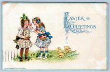 1915 EASTER GREETINGS ARTIST SIGNED FRANCES BRUNDAGE BABY CHICK GIRLS POSTCARD picture