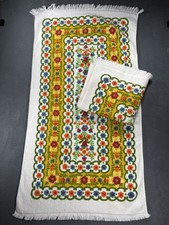 Vintage Set of 2 St. Mary's Bath Towels Retro MCM Floral Fringe Flower Power 70s picture