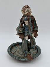 Vtg 1970's Our Gang Pottery Figural Incense Burner Candle Holder Signed PC Folk picture