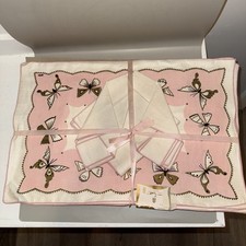 Vintage HTF 1950’s Leacock 8 Piece Table Mat Setting Butterflies picture