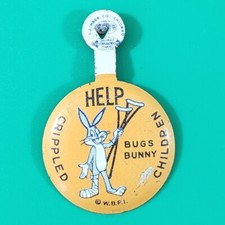 Vintage 1950's Bugs Bunny W/ Crutches Help Crippled Children Imber Button Rare picture