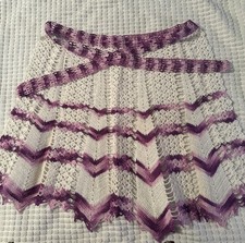Vintage Hand Crafted 1/2 Apron NOS Crocheted Lace Purple Pink White Farmhouse picture