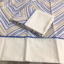 Vintage Bibb Pair of King Size Pillowcases Chevron Stripe Design Cotton Blend picture