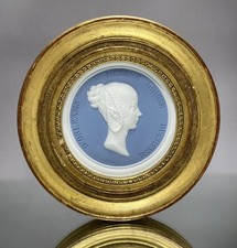 Rare Sevres Porcelain Medallion Hélène Duchess of Orléans Giltwood Frame c1840 picture