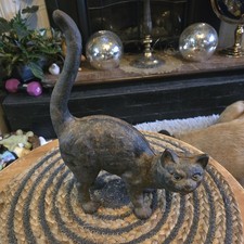 Vtg Cast Iron Black Arched Cat Door Stop Perfect For Halloween Heavy picture