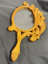 Antique Carved Wooden Victorian Vanity Hand Mirror picture
