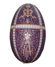 Vintage Vincenzo Tin Imperial Litho Egg Russia Faberge TWELVE MONOGRAMS picture
