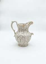 Vintage Italian Majolica Lazuli Ceramic Pitcher with Crackle Glaze Gold Accents picture