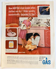 Vintage 1961 Maytag Dryer Mom Child Doing Laundry Advertisement Print Ad picture