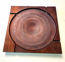 Shur Wood Designs Mid-Century turned wooden tray for cigarettes/ serving options picture