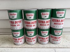 1x Vintage NOS Sinclair Extra Duty Motor Oil Composite Oil Can Dino Sign Graphic picture