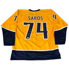 Juuse Saros Autographed Nashville (Gold #74) Custom Hockey Jersey - JSA picture