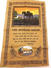 Robert Burns Cottage Grace Linen Tea Towel Hanging Scotland Prayer Meal 18x28 picture