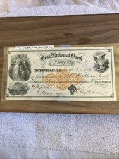 Obsolete First National Bank Rushville Illinois Bank Note Check 1872 picture