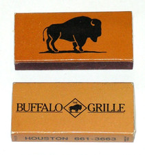 1 Vintage NOS Buffalo Grille Restaurant FULL Unstruck Matchbox Houston TX picture