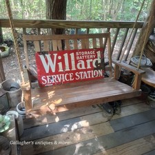 Antique 1917 rare Double sided Porcelain Willard Battery Service Sign #2 picture