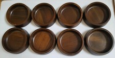 Vintage Vermillion Real Walnut Salad Snack Bowl Mid Century Lot of 8 picture