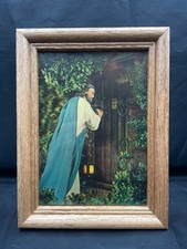 Vtg Jesus Knocking At The Door Holographic print Framed 5x7” 3D Religious Art picture