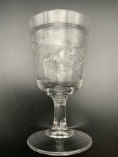 Antique EAPG “Cardinal Bird” or “Blue Bird” Goblet Clear Glass c. 1870s picture