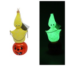 De Carlini Glow in the Dark GHOST ON PUMPKIN Halloween Ornament picture