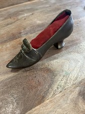 Antique PINCUSHION SHOE Metal High heel sewing collectible 7” picture