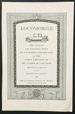 1918 Print Advertisement Full Page - Locomobile Car Antique Art Deco Man Cave picture