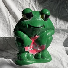 VTG Kitsch LOVE Frog Coin Bank 1970's Money Lover Unbreakable No Stopper picture