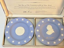 Wedgwood State Seal Series New York Set No. 4 Jasperware Plates Box Vintage picture