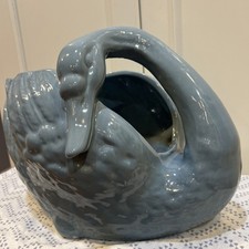 VTG LARGE 14”  Blue Swan Fruit Bowl, Center Piece Planter Flower San Miguel MCM picture