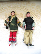 Pair Antique Chinese Opera Dolls Late 19th/Early 20th Cent picture