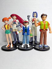 Vintage 1998 TOMY Pokemon Trainer Figure Lot Ash Misty Brock Jessie James Stands picture