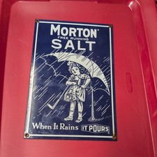 Vintage Morton Salt When it Rains it Pours Metal Sign Ande Rooney Very Nice picture