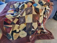 ANTIQUE RARE SPIDER WEB CRAZY QUILT Bedspread Coverlet Quilt As Found 68×80inch picture