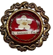Vintage St Anthony Patav Padua Relic Reliquary Wax Seal Threads Theca NO COA picture