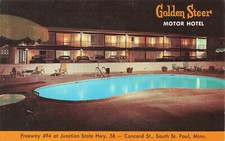 Postcard Golden Steer Motor Hotel South St. Paul Minnesota Pool Night Steak Cars picture
