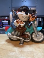 TAZ COOKIE JAR WARNER BROTHERS TASMANIAN DEVIL ON HARLEY BIKE BUGS BUNNY CARTOON picture